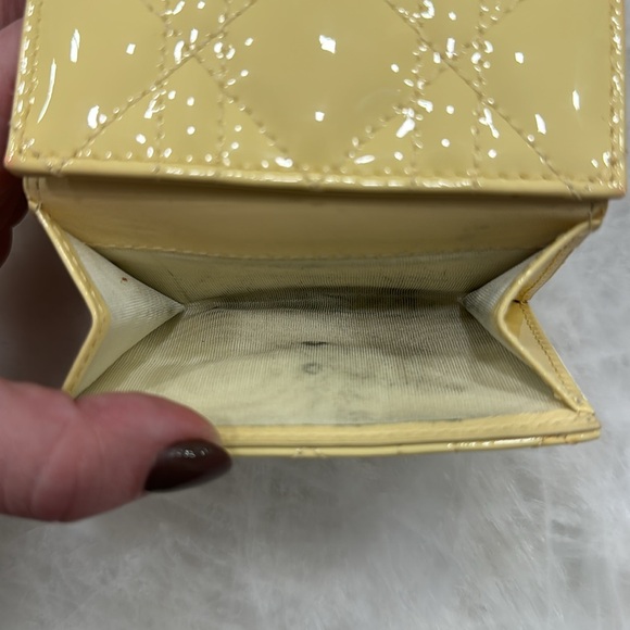 Christian Dior Lady Dior Lotus Cannage Patent Calf Leather Trifold Wallet - Picture 9 of 16